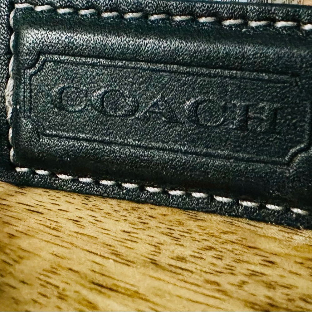 Small Coach Black Leather tag
